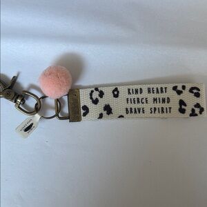 NEW Altar'd State "Kind Heart, Fierce Mind, Brave Spirt" Keychain w/Pink Pom-Pom
